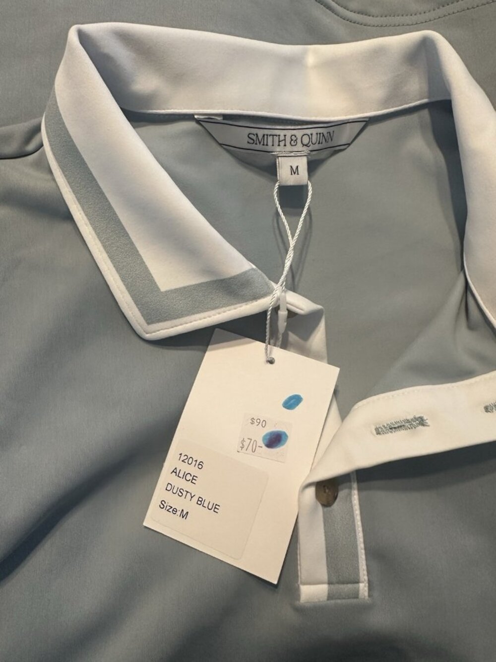 NEW Smith & Quinn Alice Sleeveless Polo Shirt Dusty Blue MEDIUM Golf Tennis - Picture 4 of 4